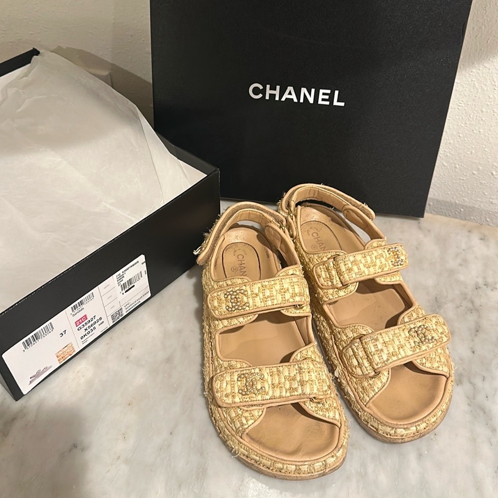 Chanel 21C Beige Dad Sandals 37